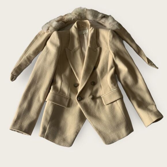 Removable Fur 💯 wool Slim Fit Lux Jacket Fashion Blazer Size XS - Picture 5 of 16